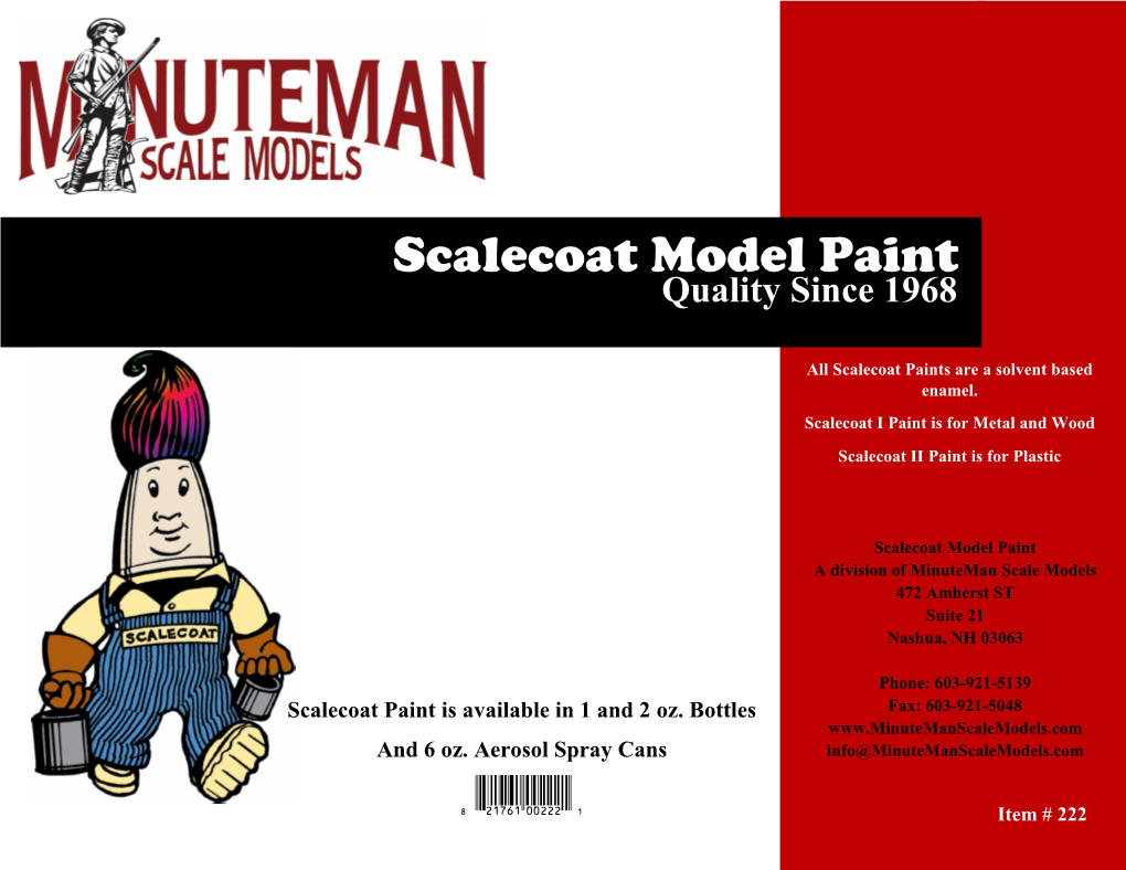 Scalecoat Model Paint Quality Since 1968