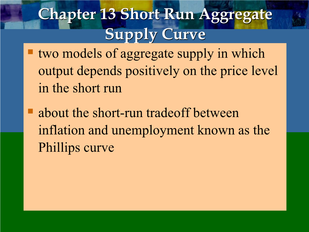 Chapter 13 Short Run Aggregate Supply Curve