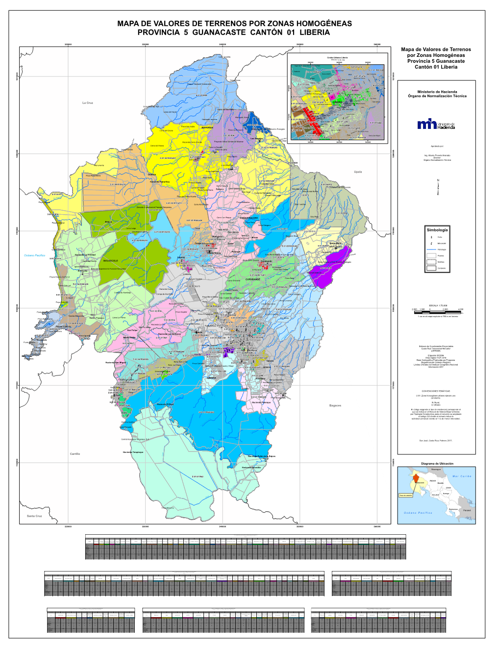 Mapa De Valores De Terrenos Por Zonas Homogéneas Provincia 5 Guanacaste Cantón 01 Liberia