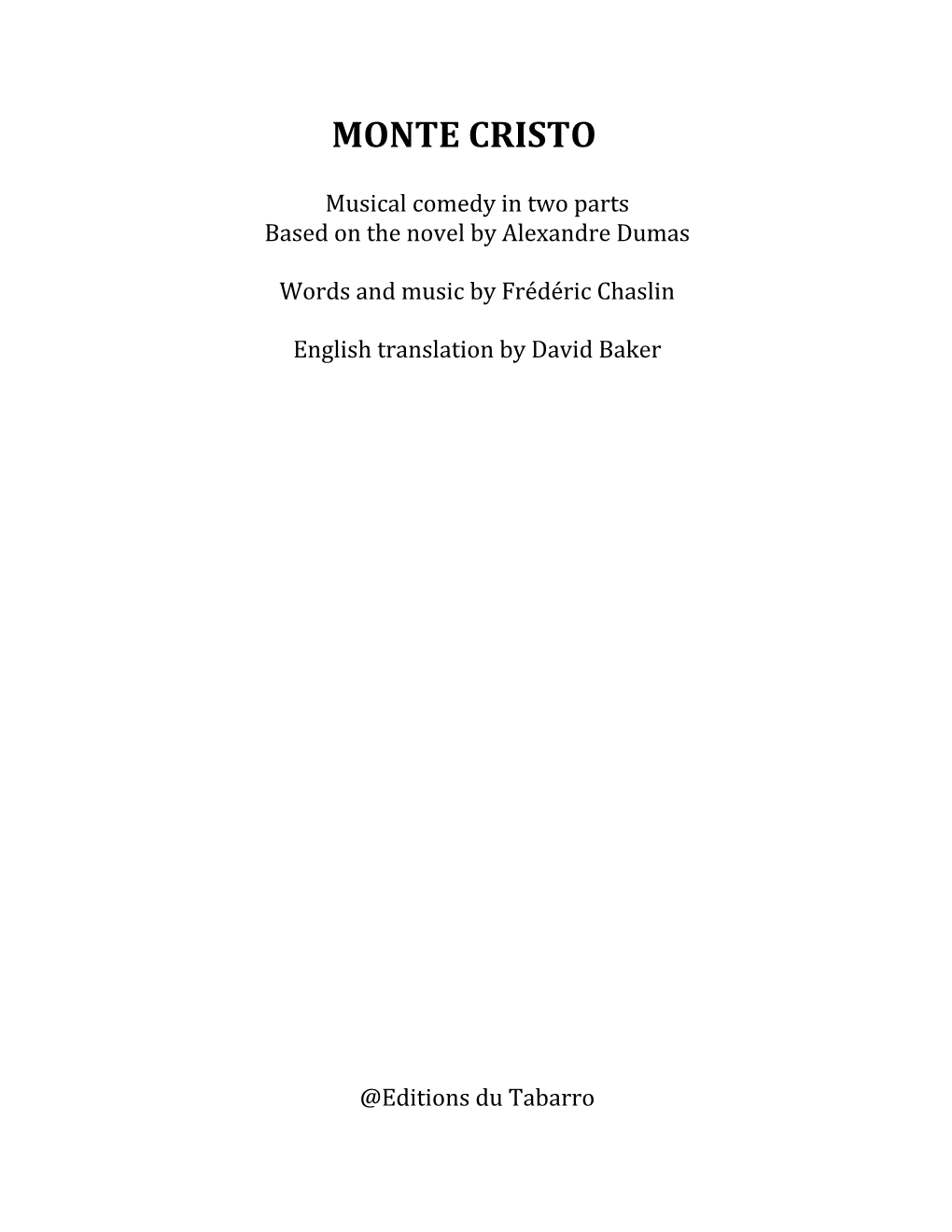 Montecristo ENGLISH LIBRETTO (Full)