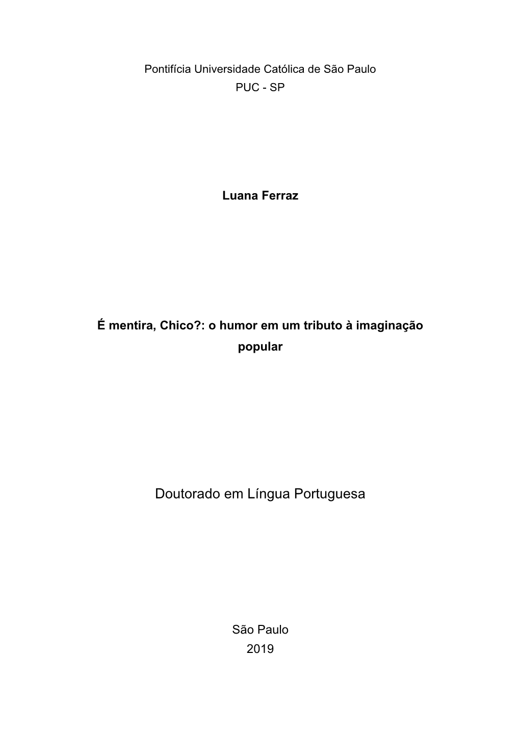Doutorado Em Língua Portuguesa