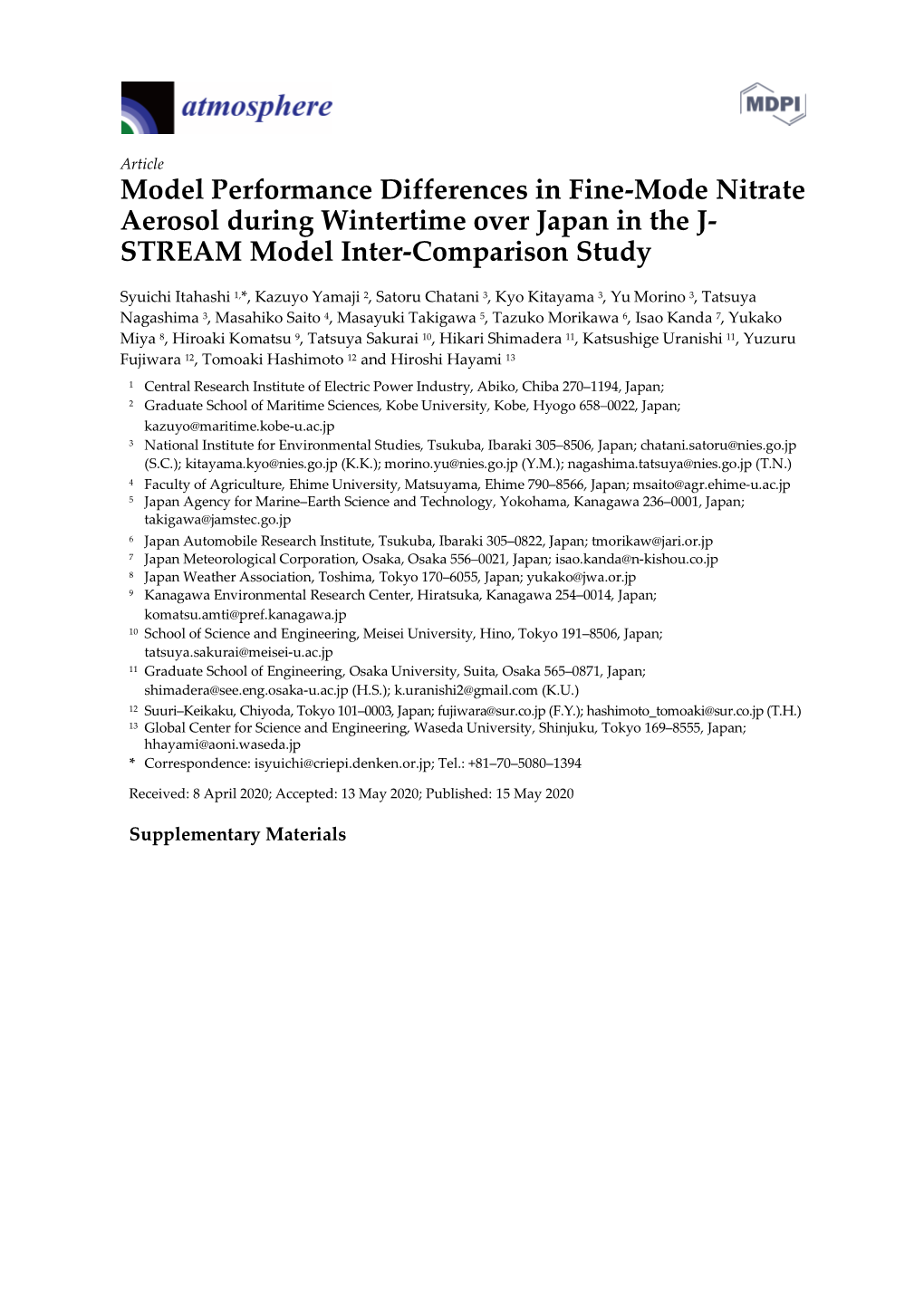 Model Performance Differences in Fine-Mode Nitrate Aerosol During Wintertime Over Japan in the J- STREAM Model Inter-Comparison Study