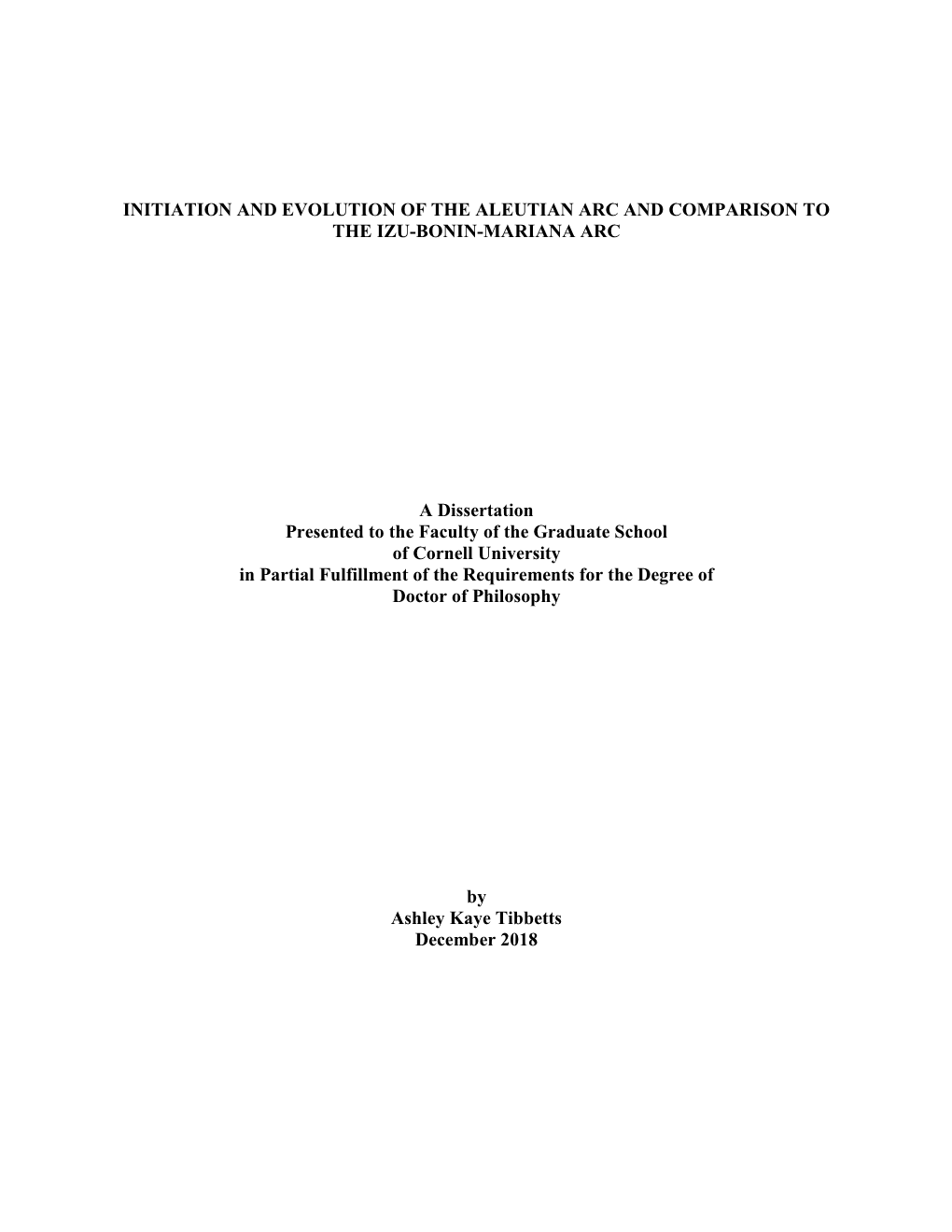 Initiation and Evolution of the Aleutian Arc and Comparison to the Izu-Bonin-Mariana Arc