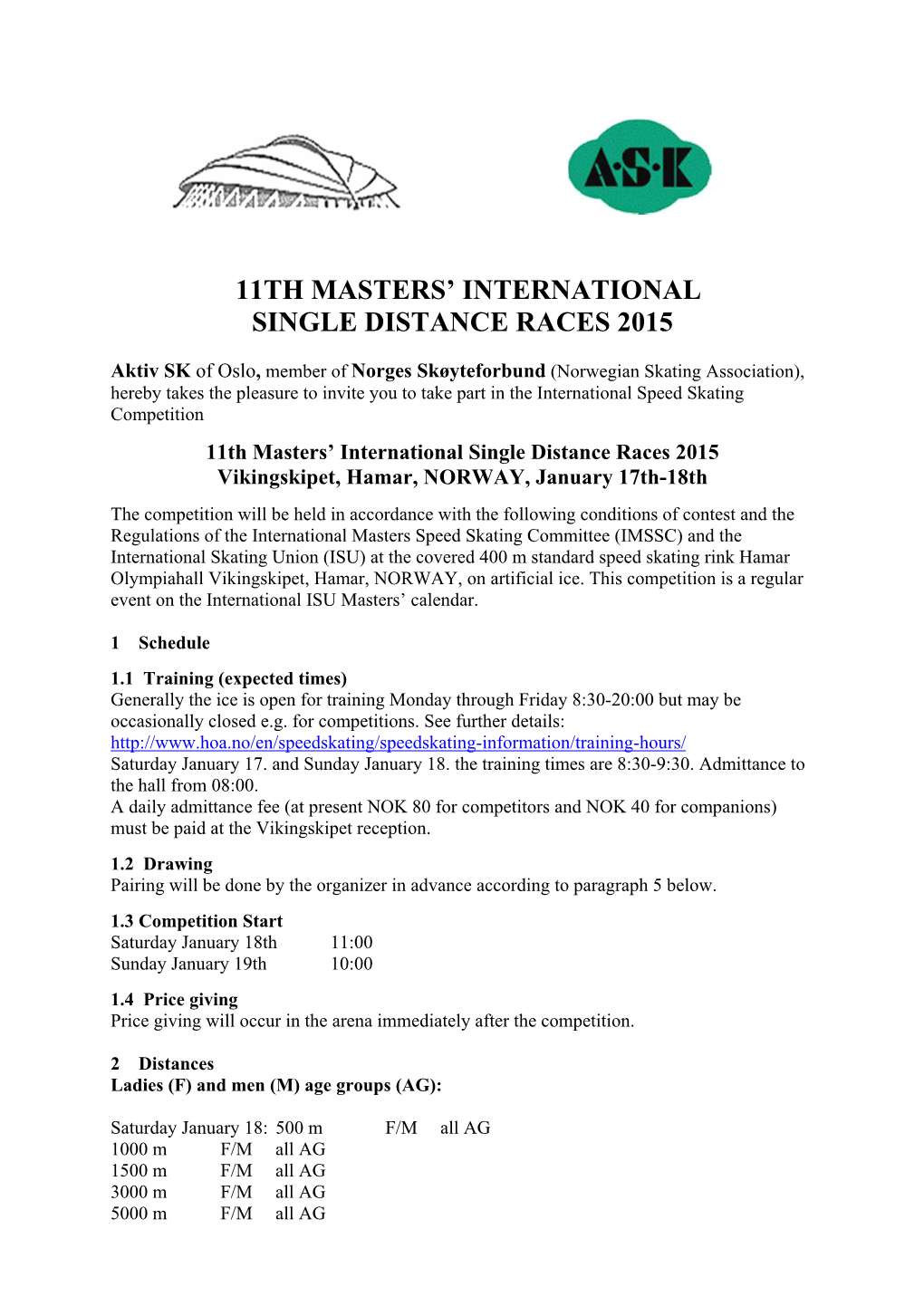 11Th Masters' International Single Distance Races 2015