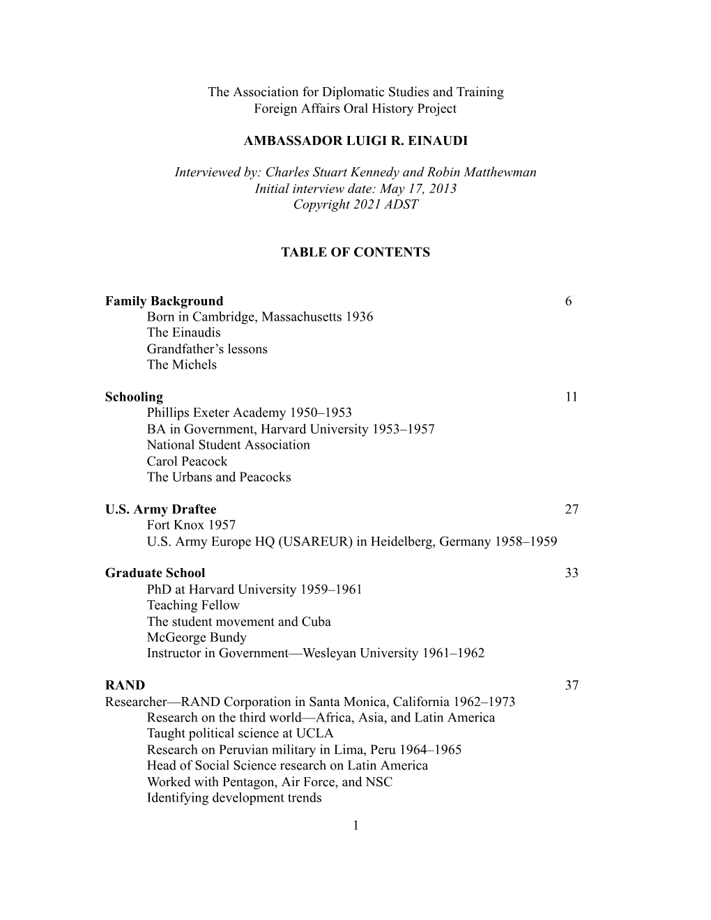 Einaudi, Luigi R. “Informal Remarks on Latin America and the Caribbean.” Organization of American States, May 22, 1980