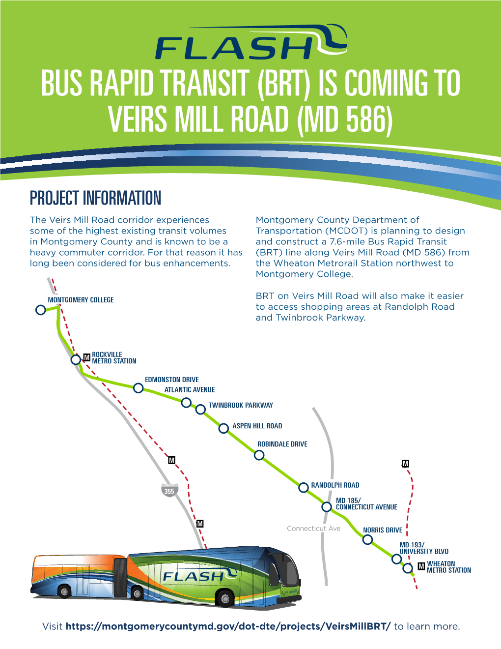 Bus Rapid Transit (Brt) Is Coming to Veirs Mill Road (Md 586)