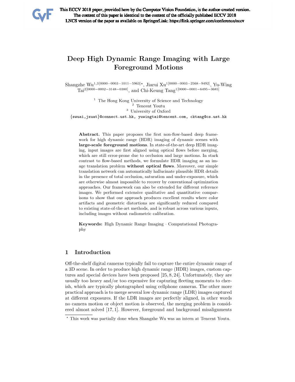 Deep High Dynamic Range Imaging with Large Foreground Motions