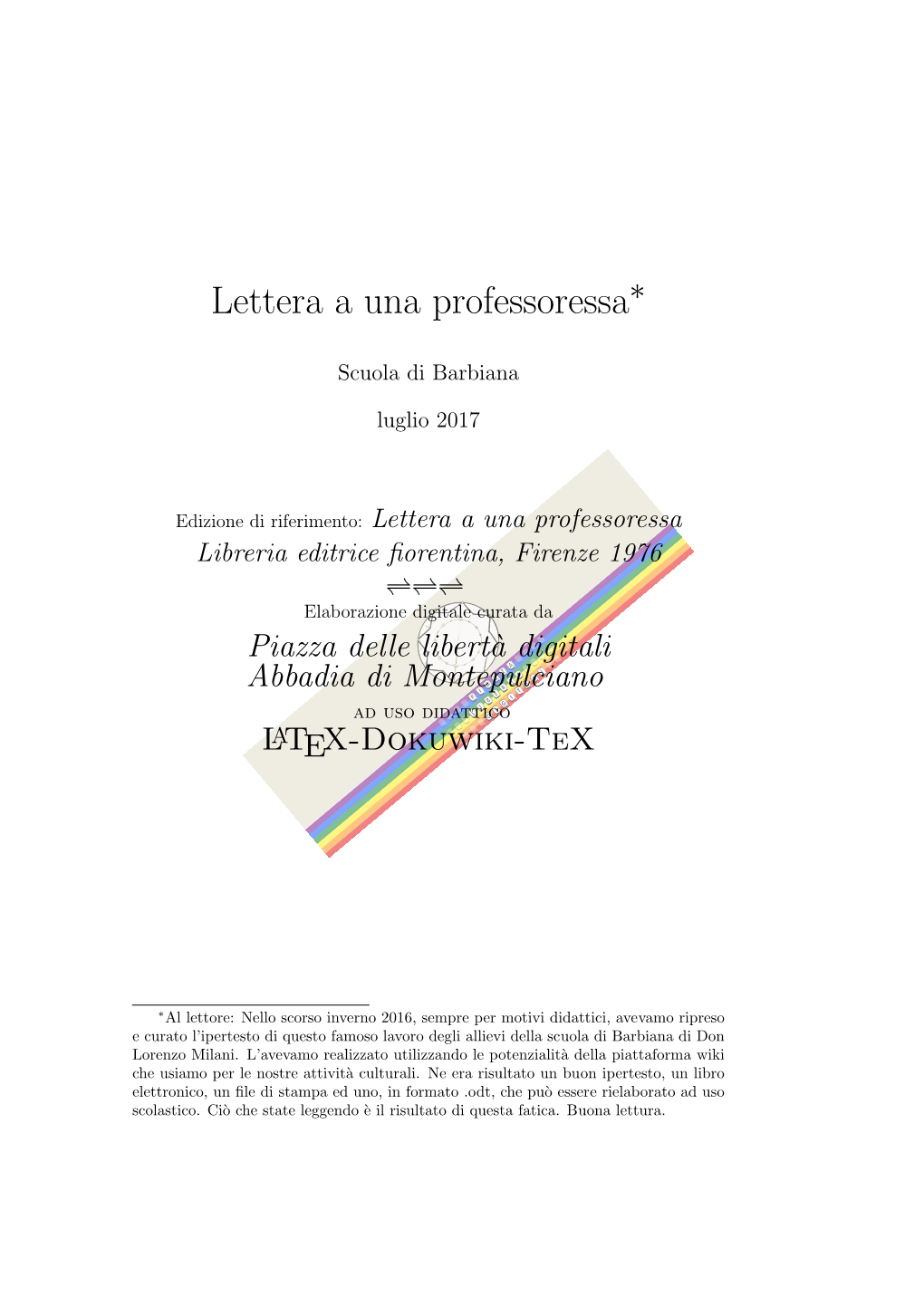 Lettera a Una Professoressa∗