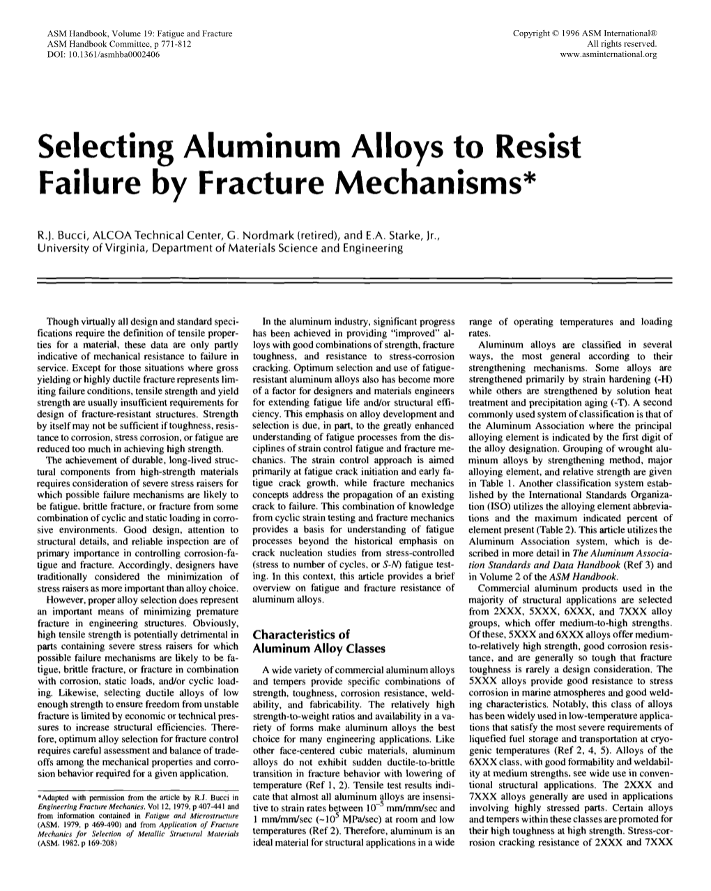 Selecting Aluminum Alloys to Resist Failure by Fracture Mechanisms*