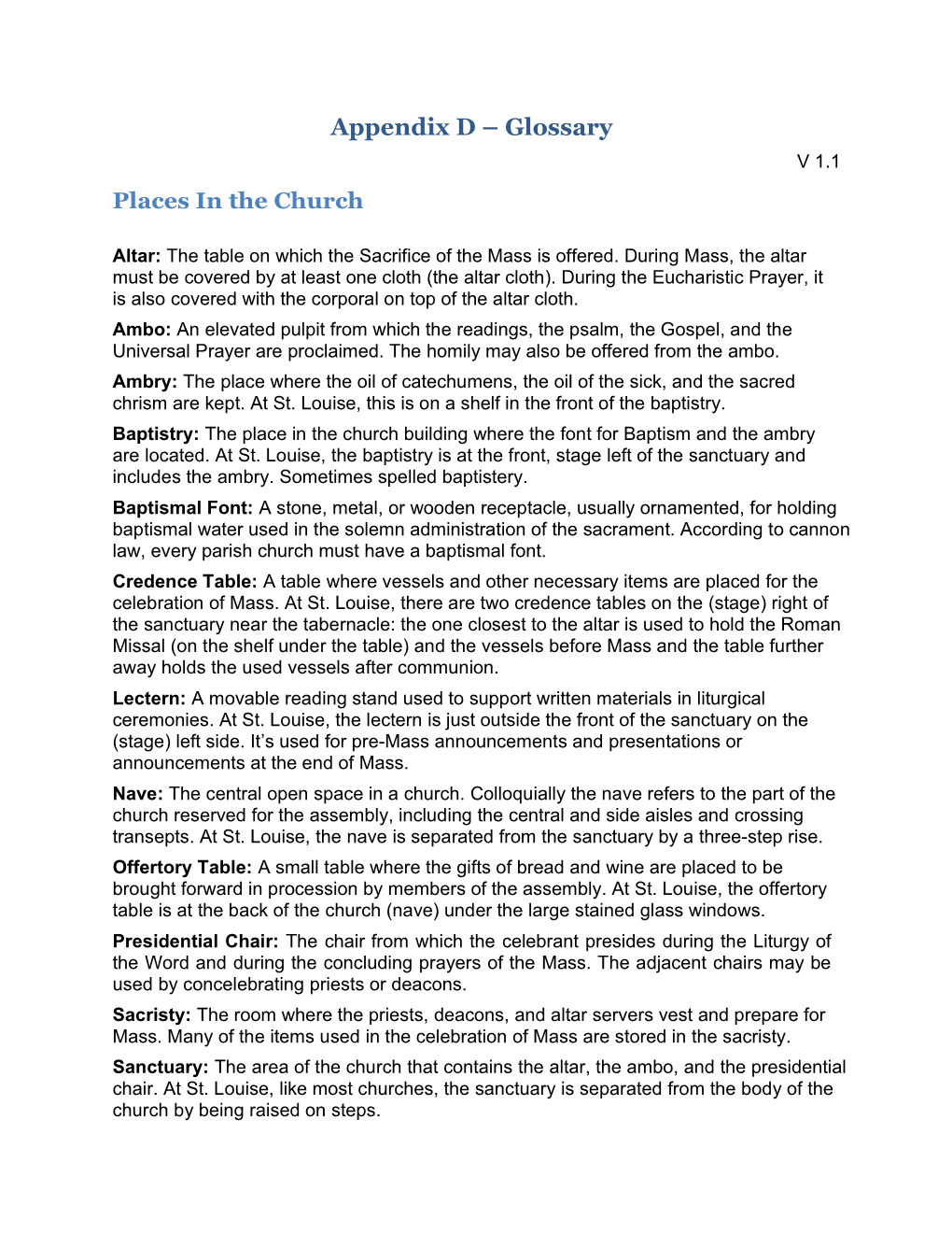 Altar Server Glossary