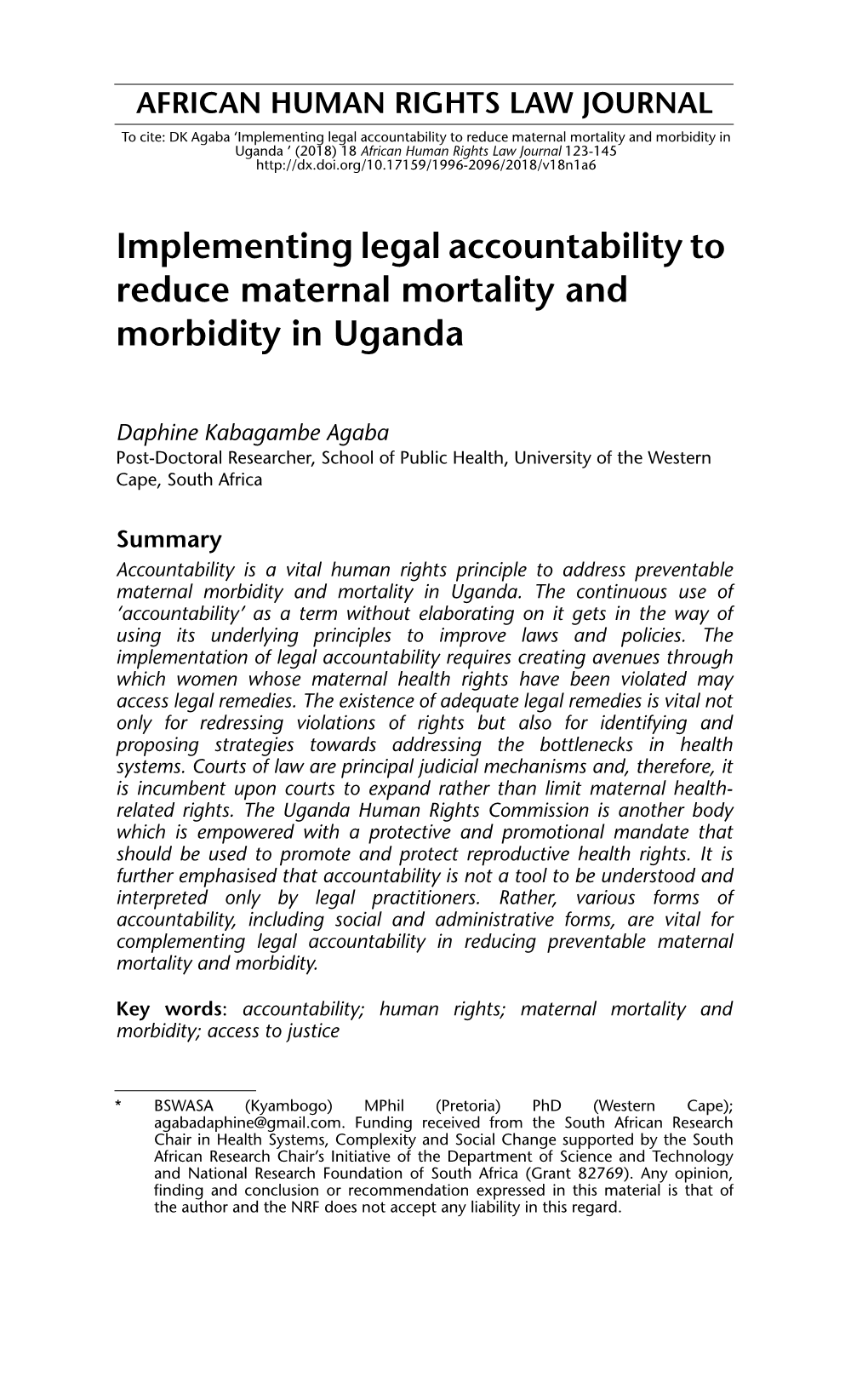 Implementing Legal Accountability to Reduce Maternal Mortality