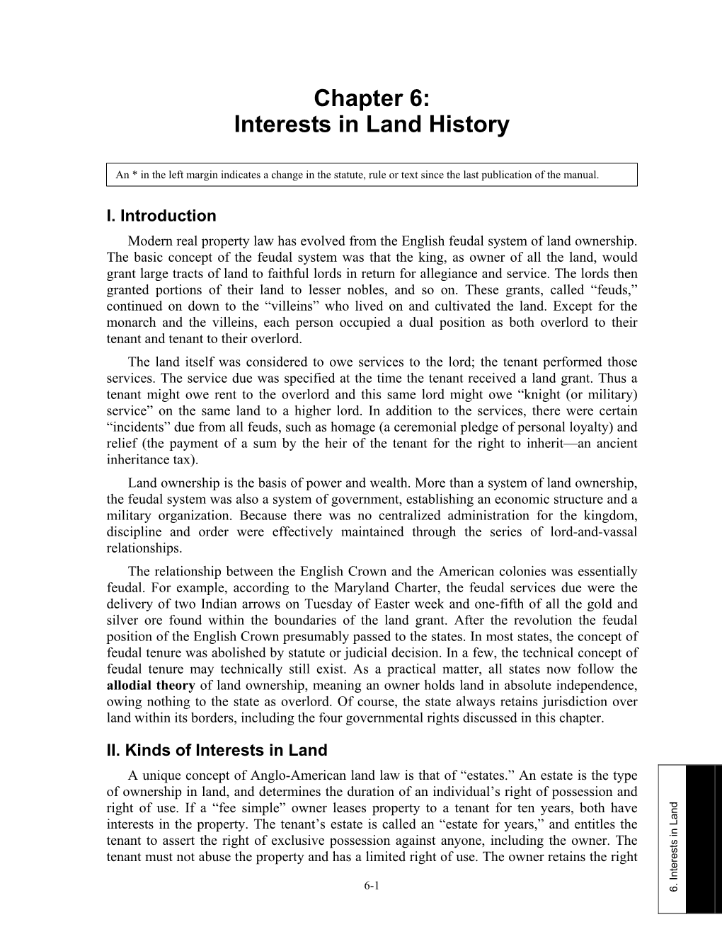 Chapter 6: Interests in Land History