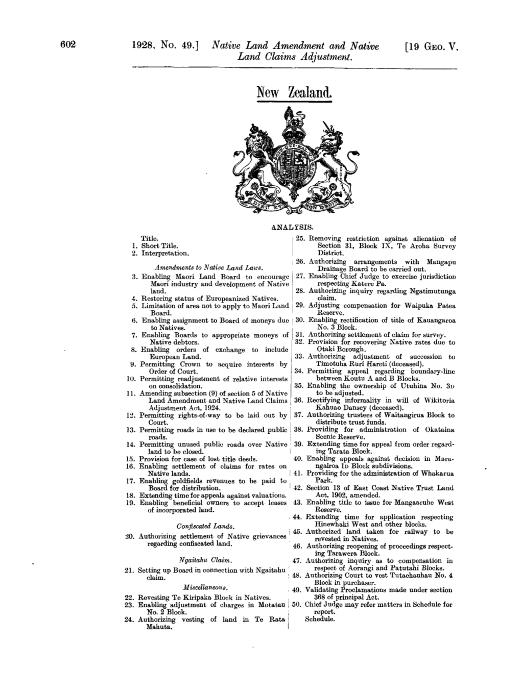19 GEO V 1928 No 49 Native Land Amendment and Native Land