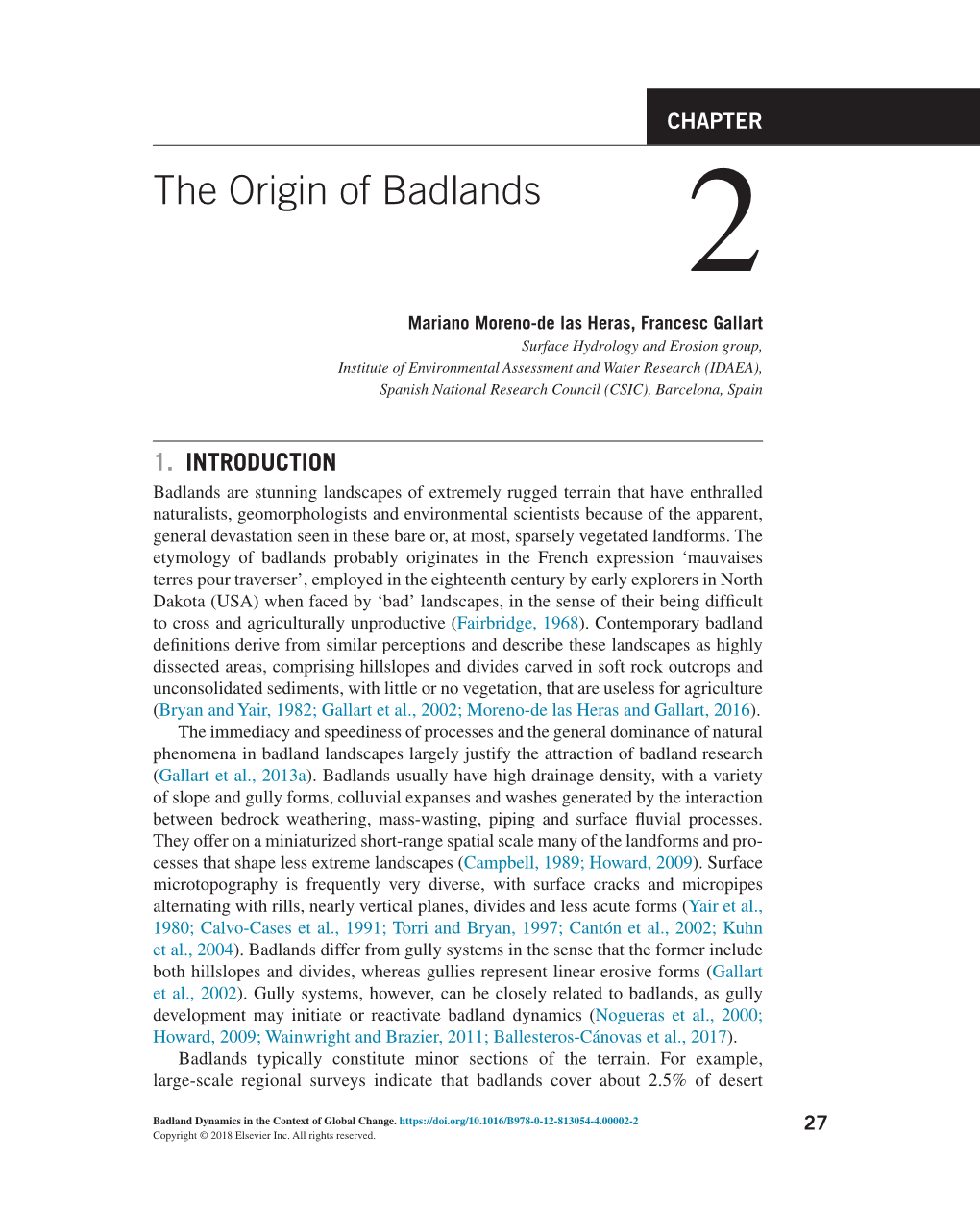 CHAPTER 2 the Origin of Badlands