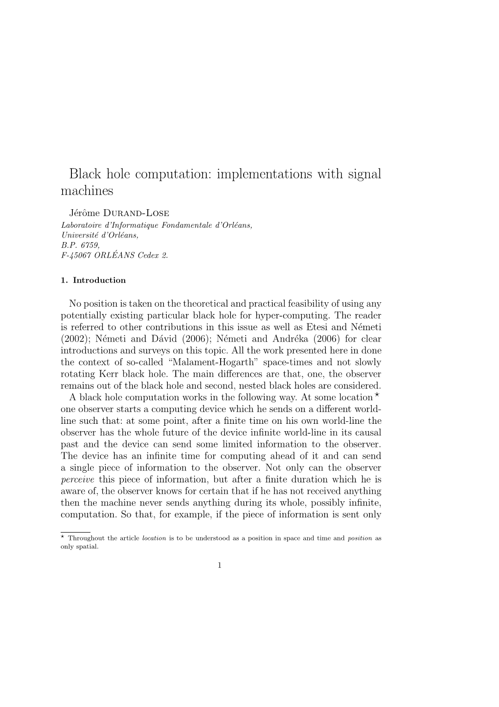 Black Hole Computation: Implementations with Signal Machines