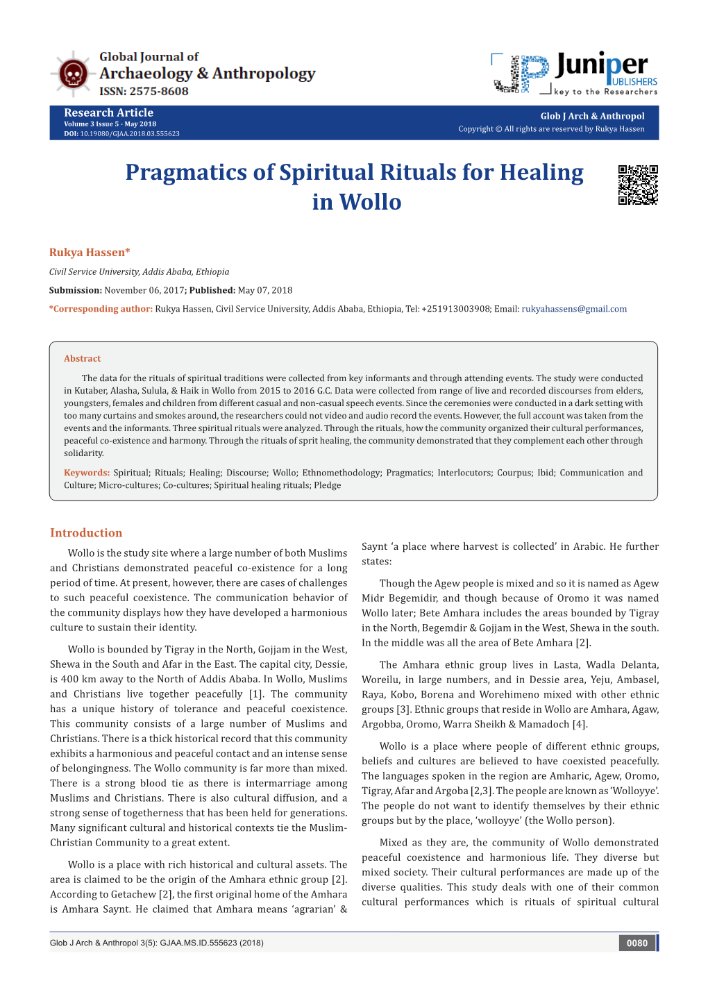 Pragmatics of Spiritual Rituals for Healing in Wollo