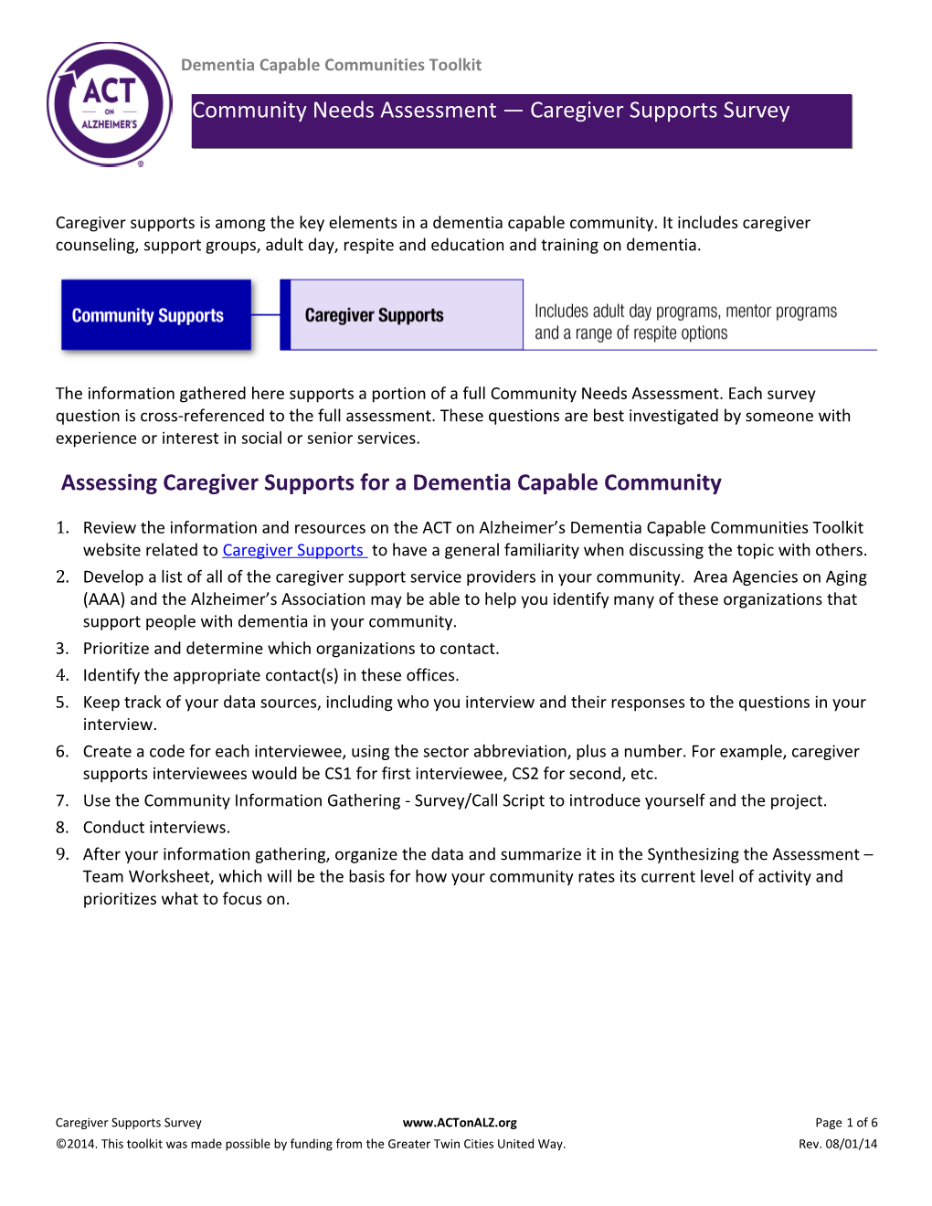 Assess Caregivers Dementia Capable Communities Toolkit