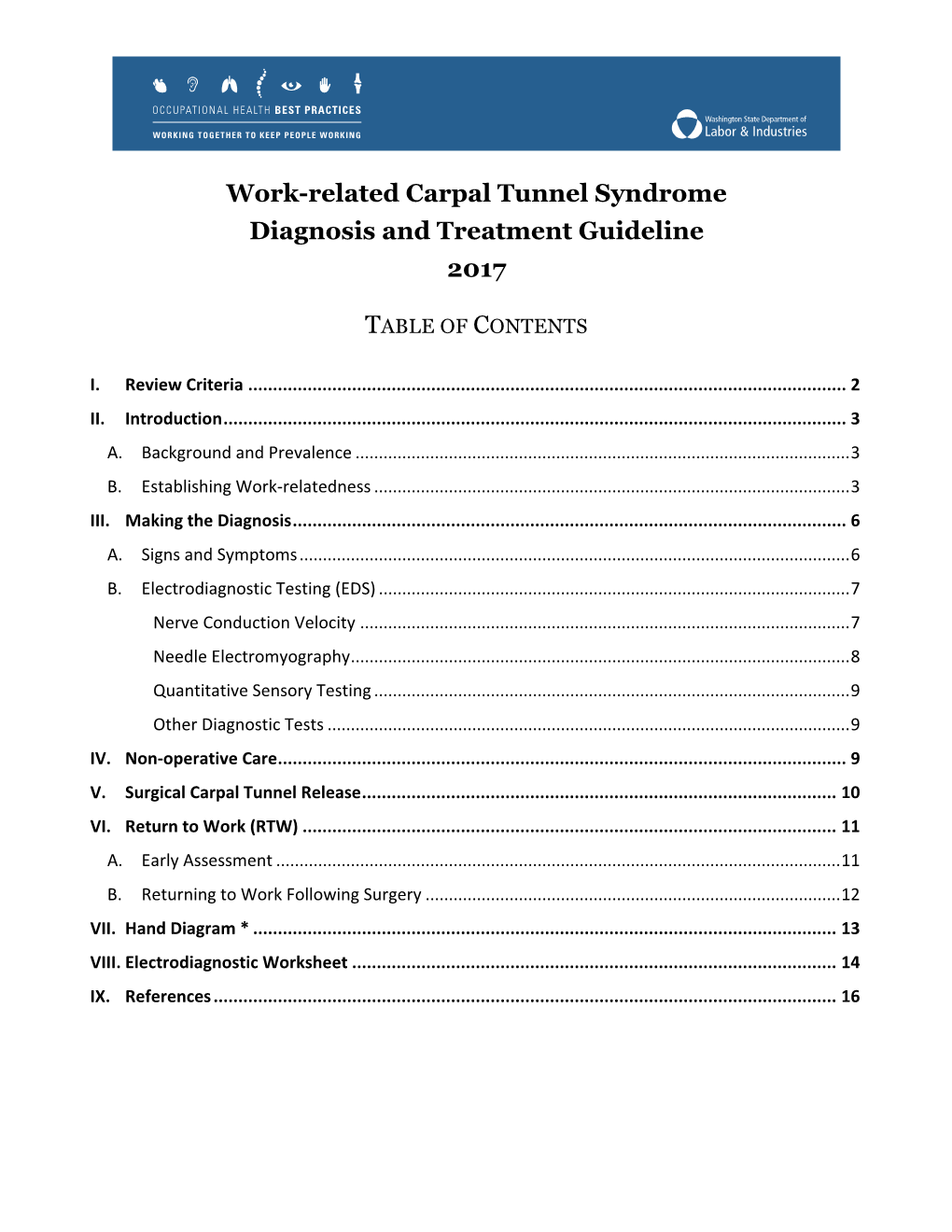 Work-Related Carpal Tunnel Syndrome Diagnosis and Treatment Guideline 2017