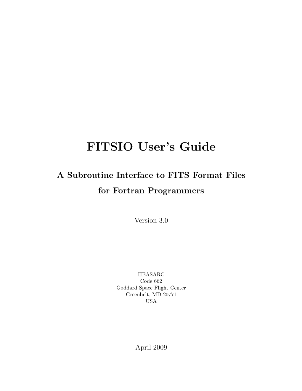 FITSIO User's Guide