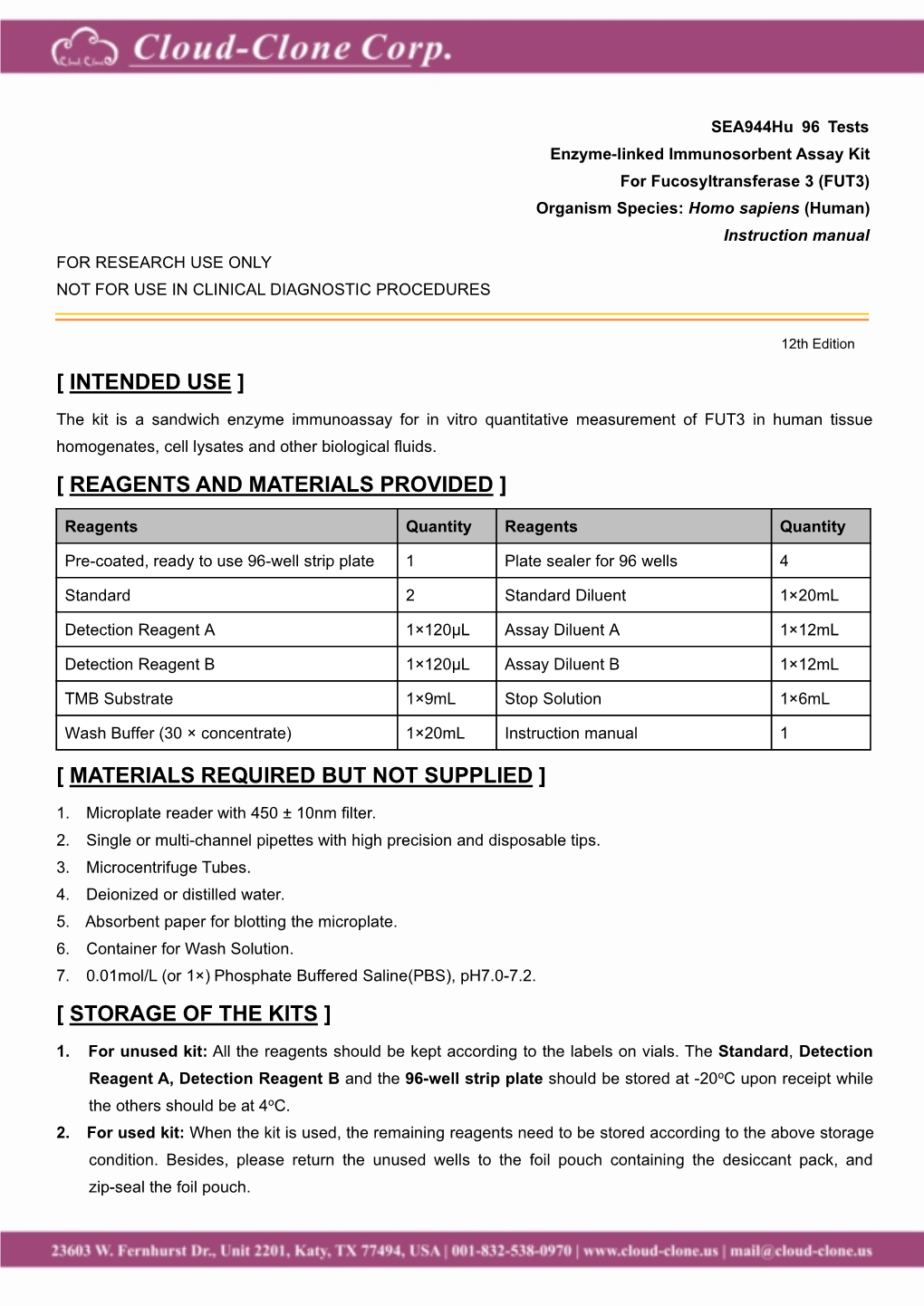 ELISA Kit for Fucosyltransferase 3 (FUT3)