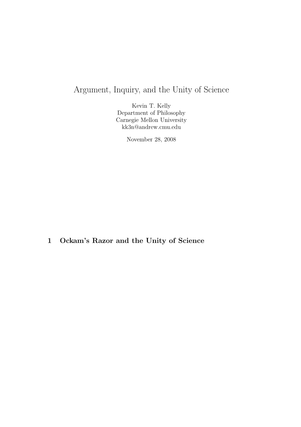 Argument, Inquiry, and the Unity of Science