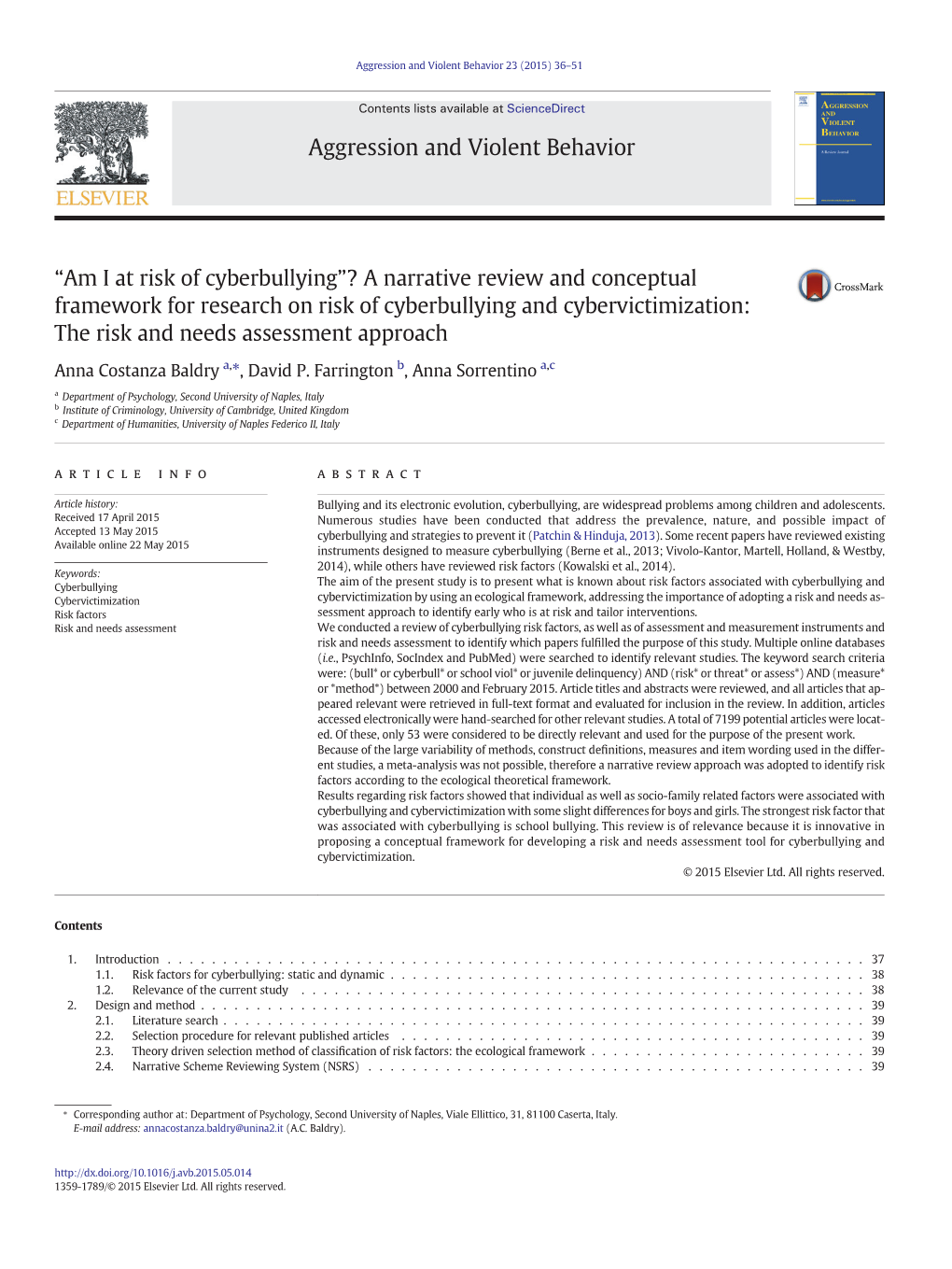 A Narrative Review and Conceptual Framework for Research on Risk of Cyberbullying and Cybervictimization: the Risk and Needs Assessment Approach