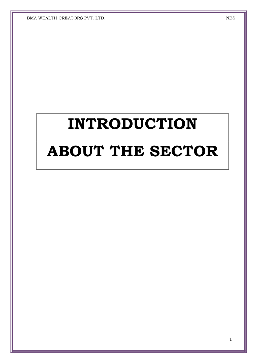 Introduction About the Sector