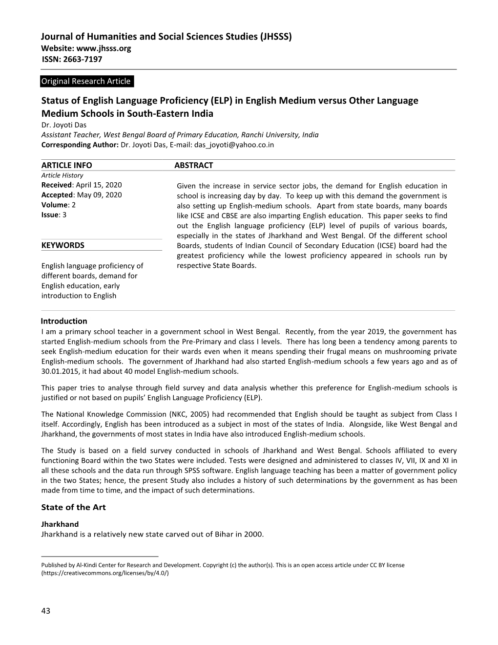 JHSSS) Status of English Language Proficiency (ELP