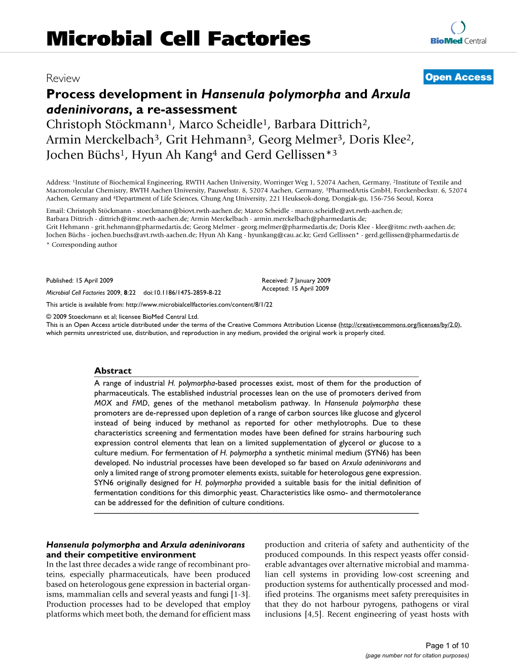 Process Development in Hansenula Polymorpha and Arxula