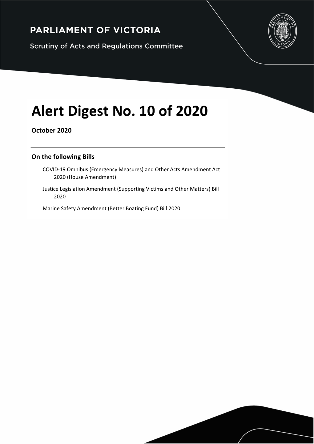Alert Digest No.10 of 2020