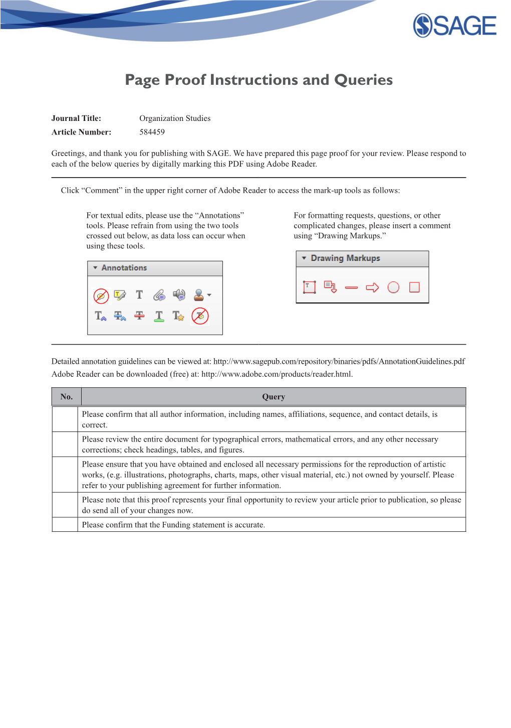 Page Proof Instructions and Queries