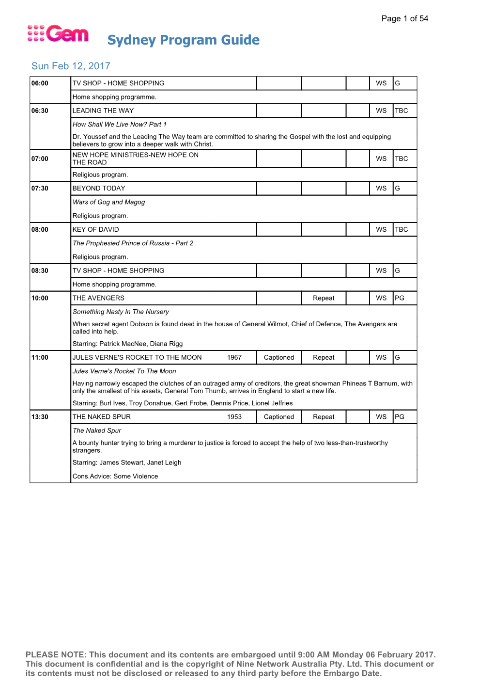 Sydney Program Guide