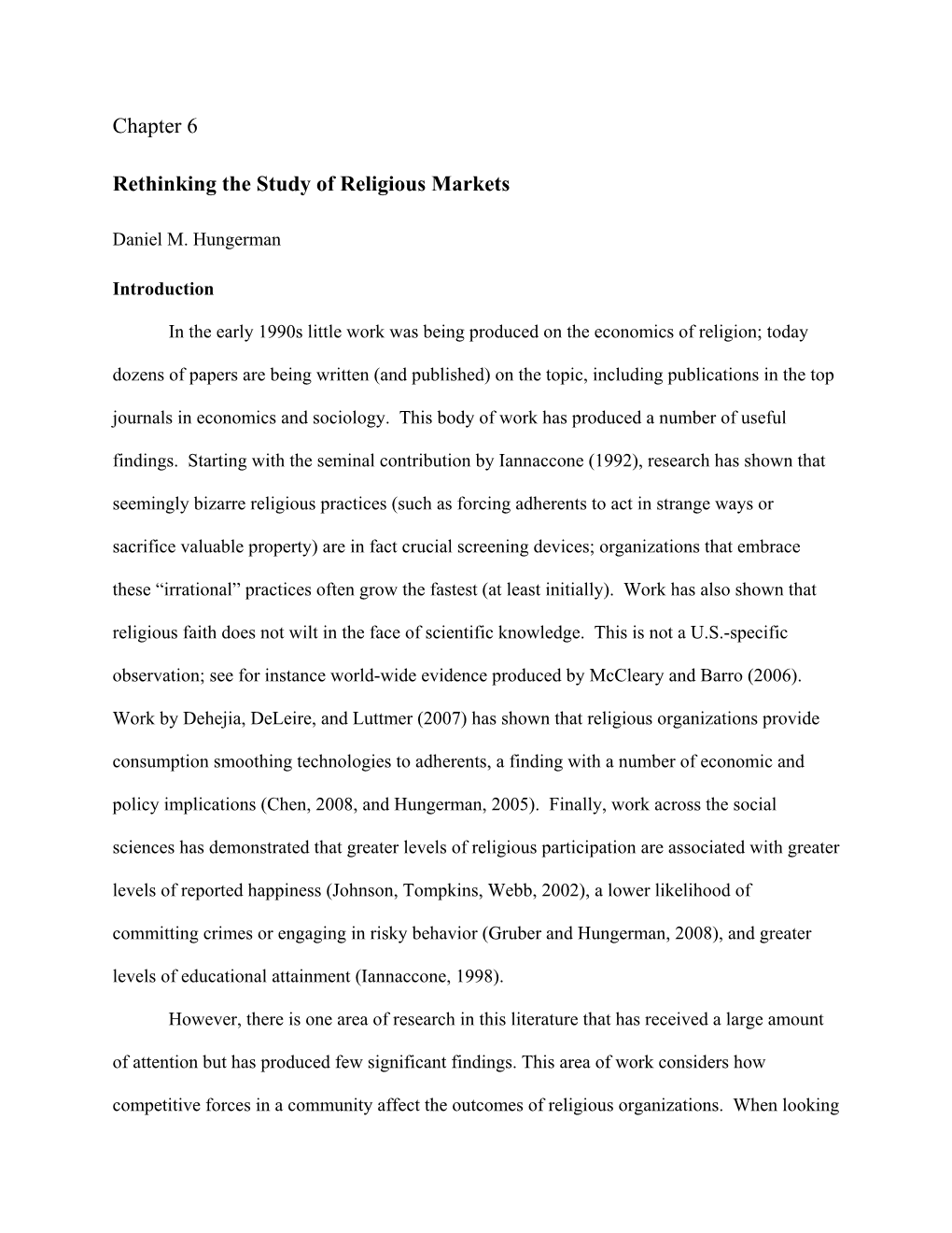 Chapter 6 Rethinking the Study of Religious Markets
