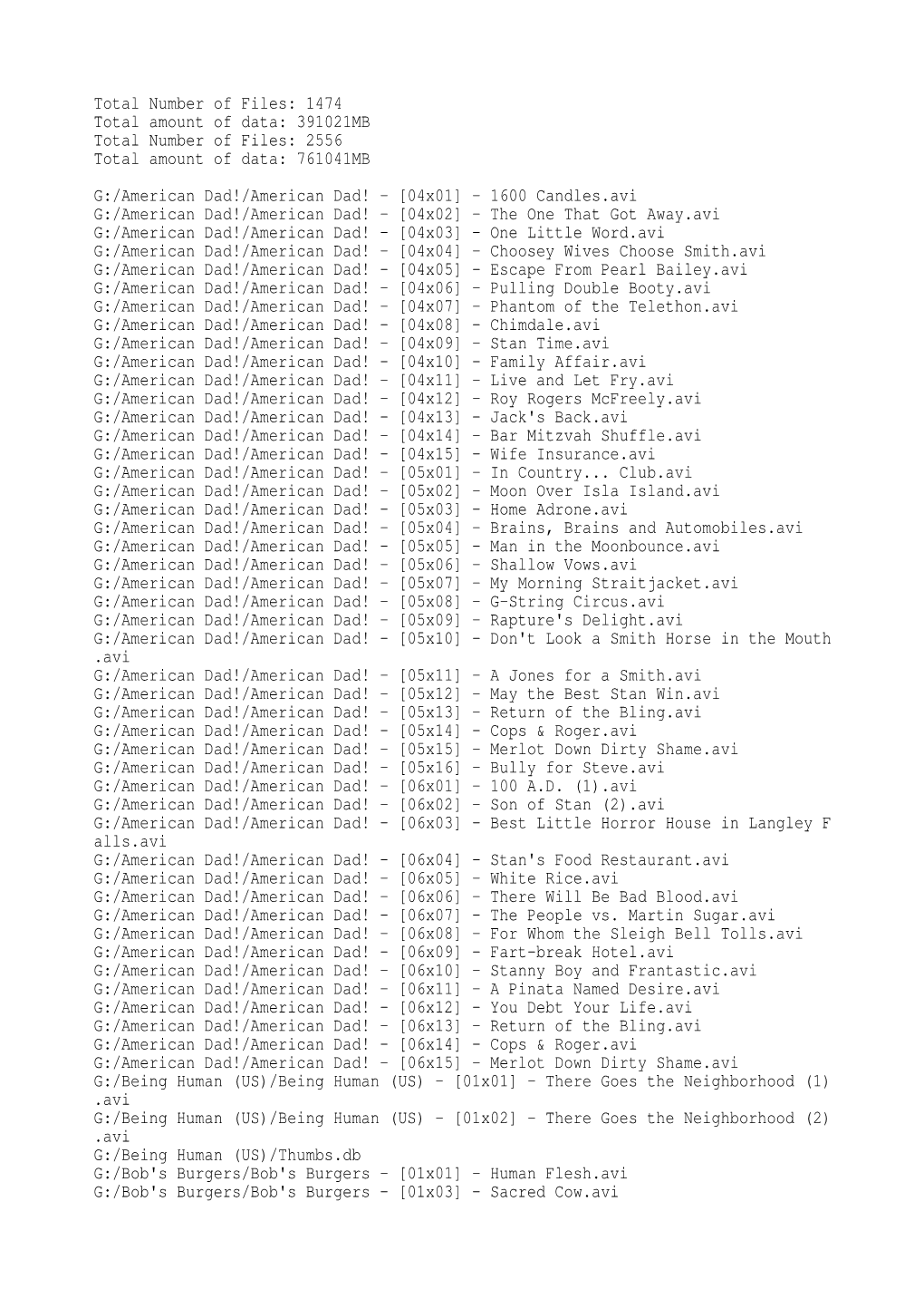 2556 Total Amount of Data: 761041MB G:/America