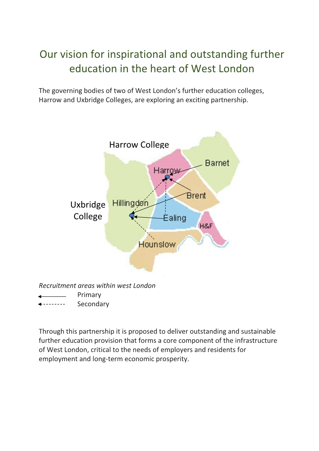 Our Vision for Inspirational and Outstanding Further Education in the Heart of West London