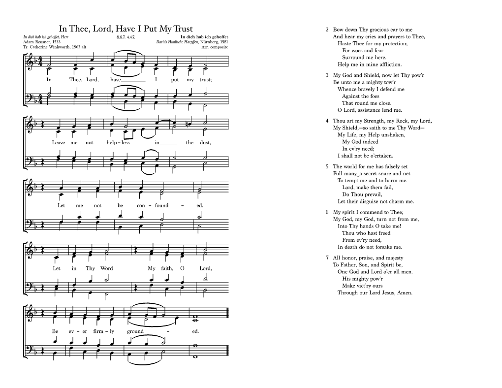 In Thee, Lord, Have I Put My Trust (Booklet)