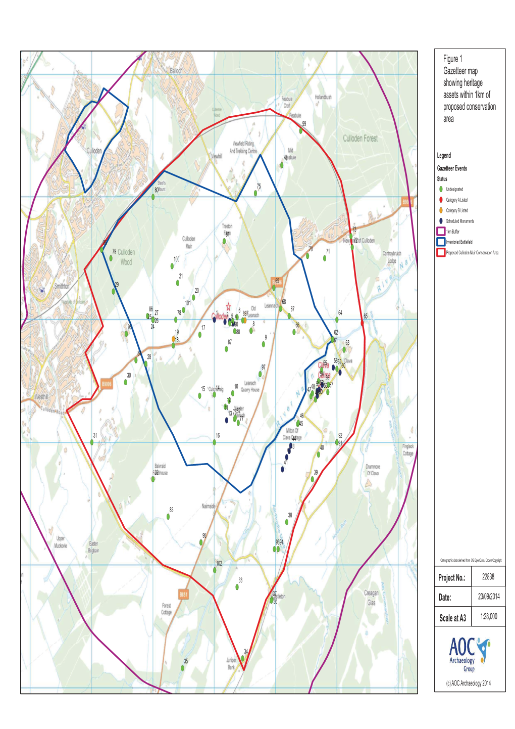 Scale at A3 Figure 1 Gazetteer Map Showing Heritage Assets Within 1Km