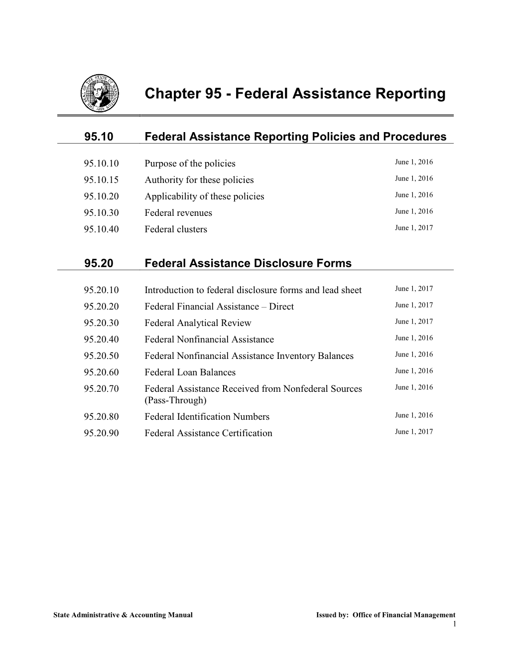 Federal Assistance Reporting