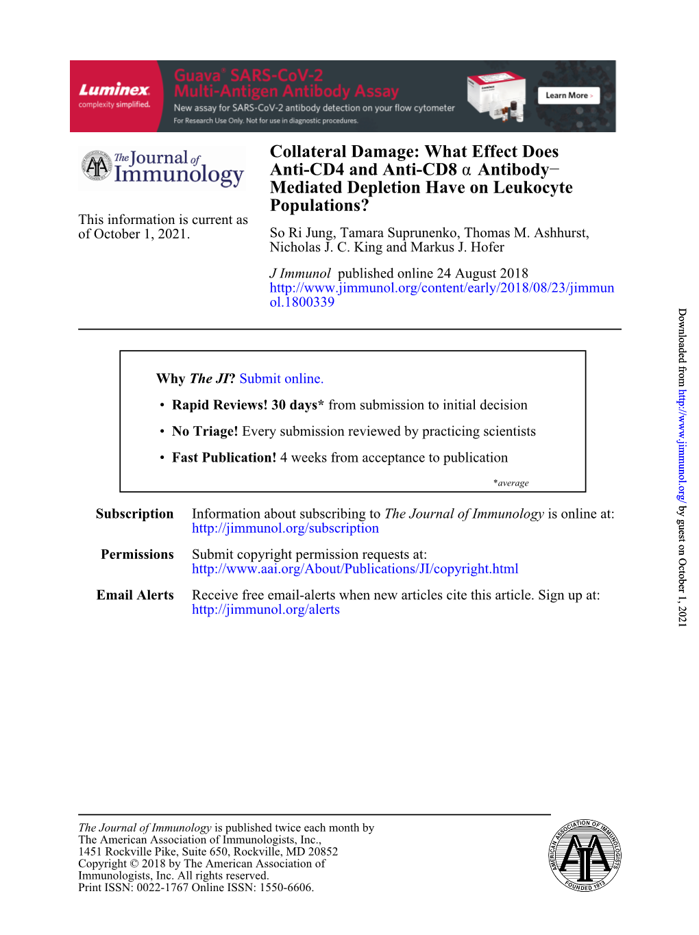 What Effect Does Anti-CD4 and Anti-Cd8α Antibody–Mediated