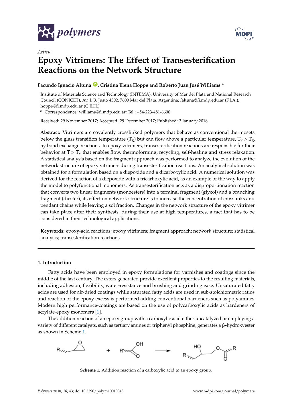 Epoxy Vitrimers: the Effect of Transesterification Reactions on The