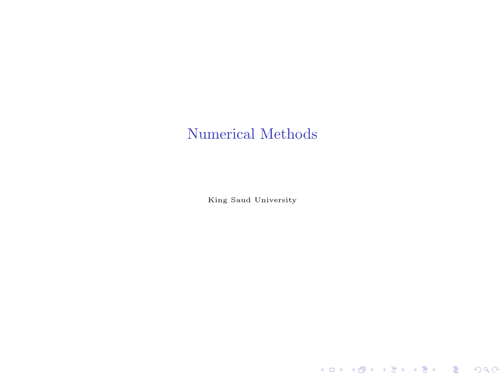 Numerical Methods