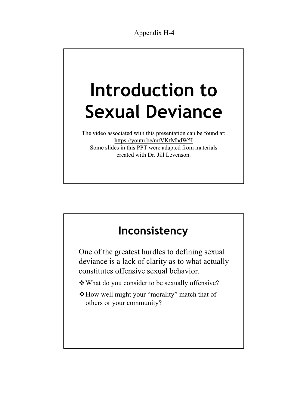 Introduction to Sexual Deviance