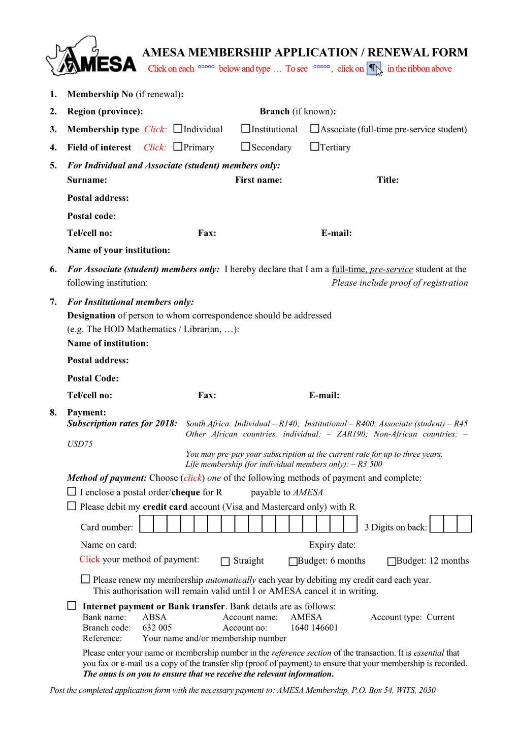 AMESA Membership Form