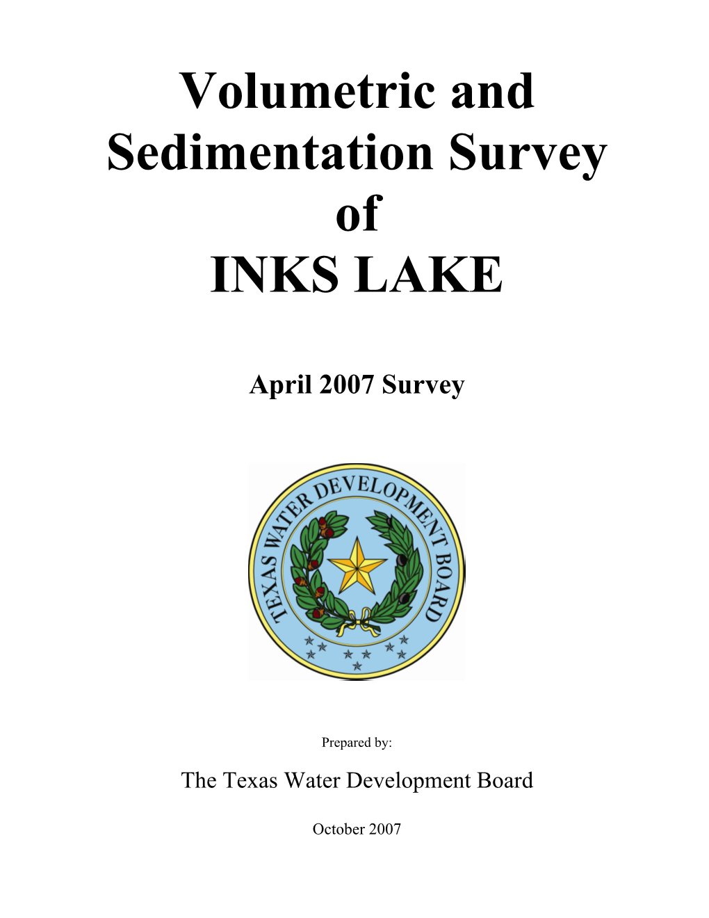 Volumetric and Sedimentation Survey of INKS LAKE