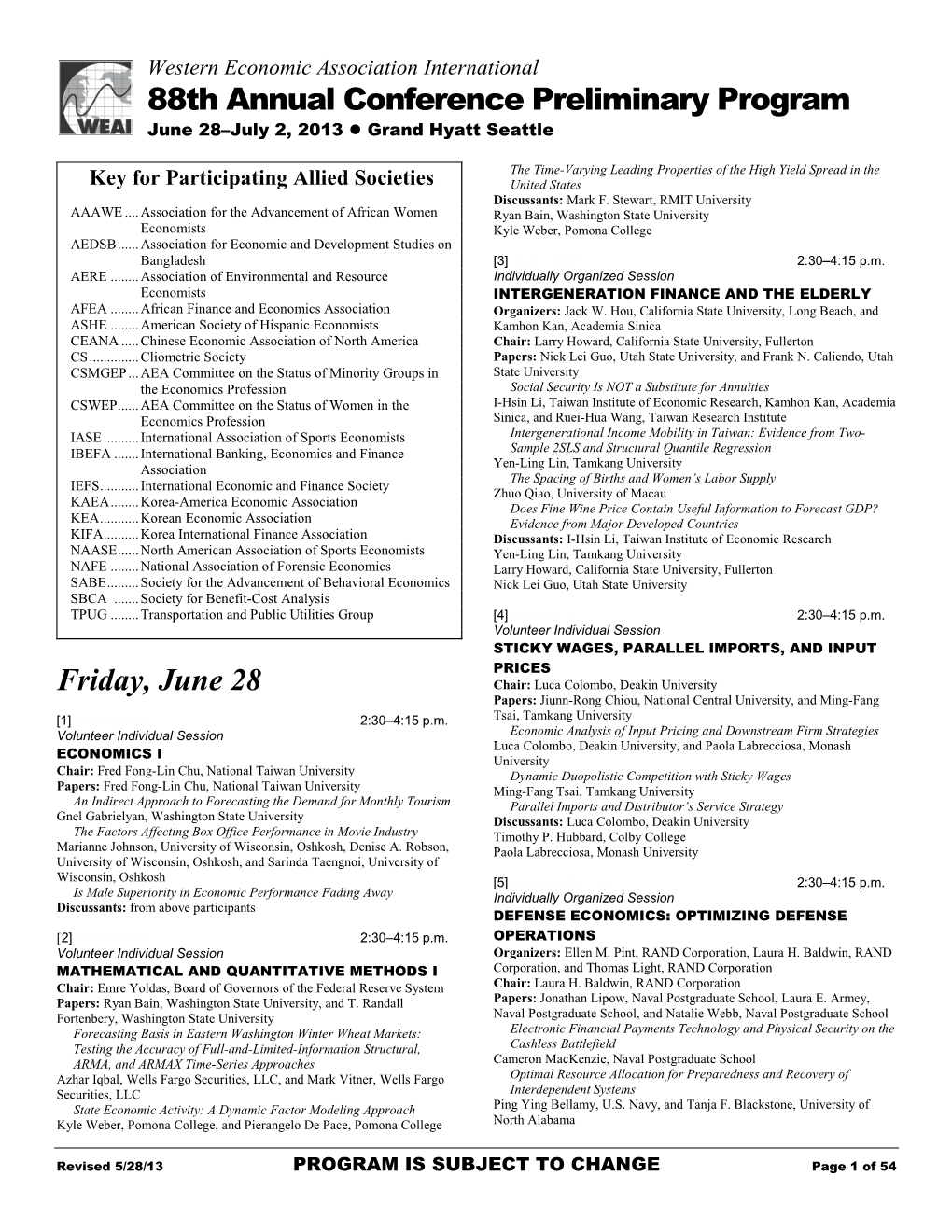 Seattle Conference Program
