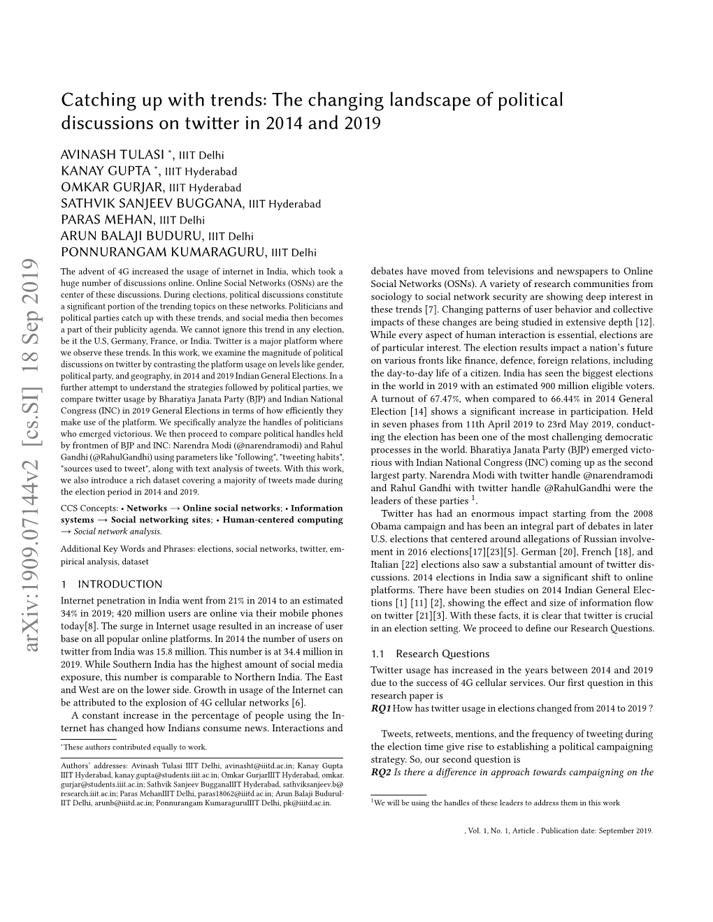 Catching up with Trends: the Changing Landscape of Political Discussions on Twitter in 2014 and 2019