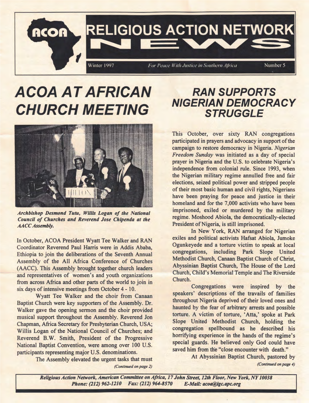 Acoa at African Church Meeting