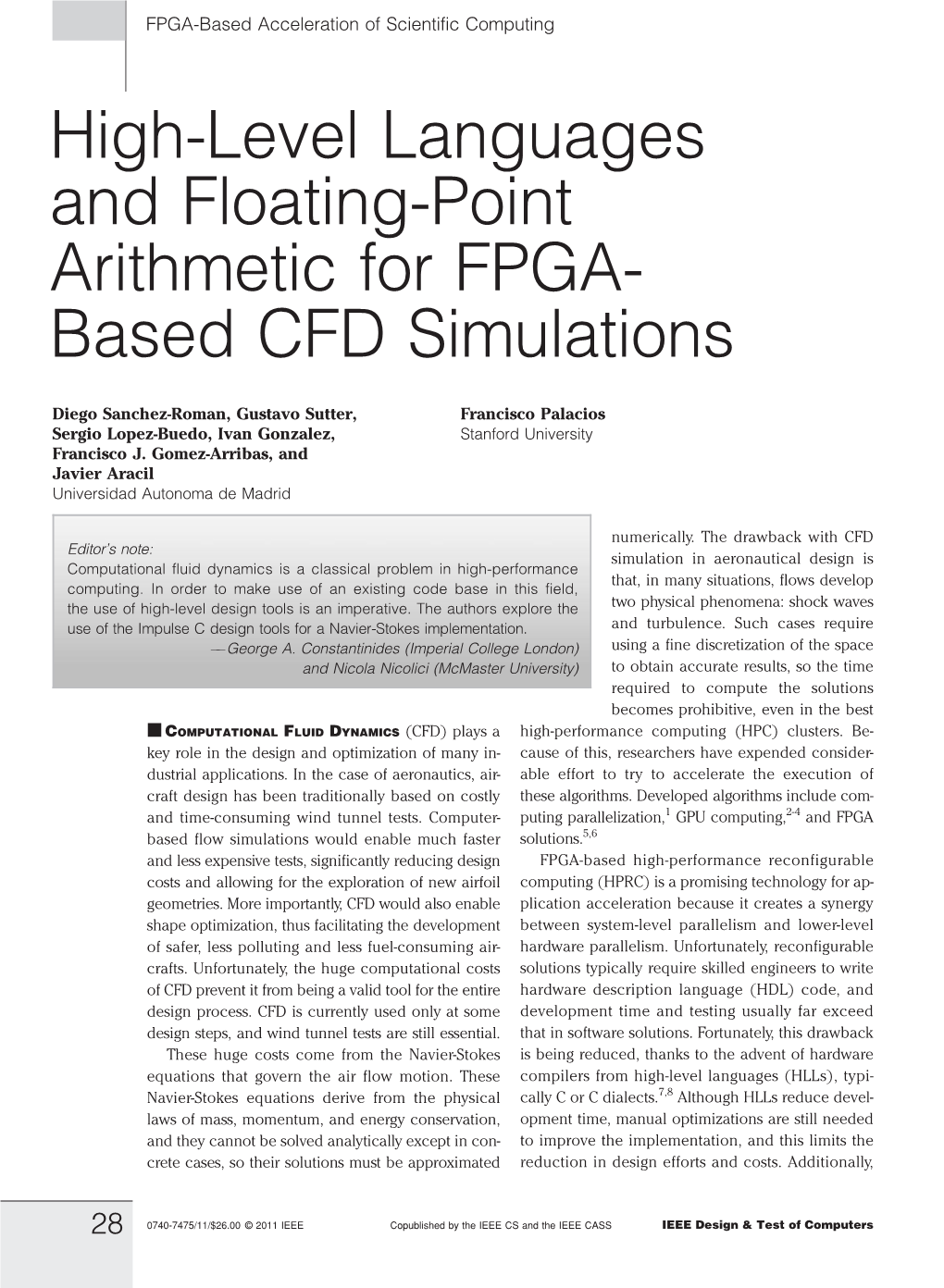 High-Level Languages and Floating-Point Arithmetic for FPGA- Based CFD Simulations