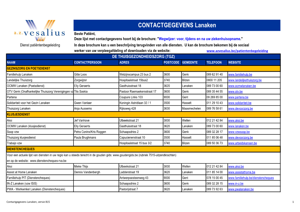 CONTACTGEGEVENS Lanaken