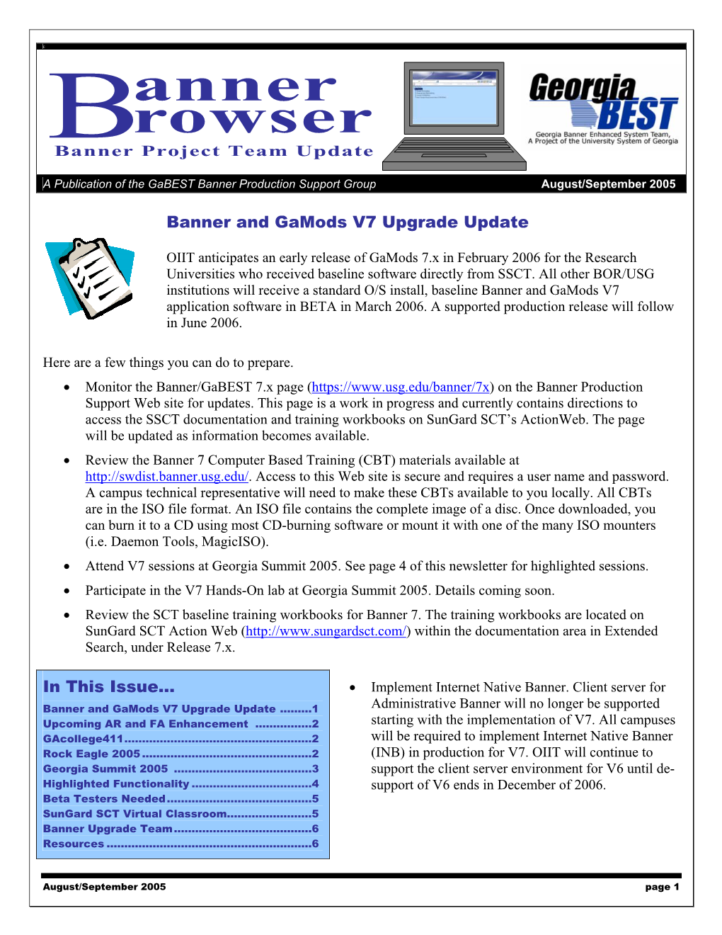 Banner Browser, August/September 2005